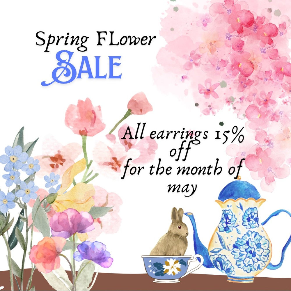 Spring Flower Sale! All earrings on my shop are now 15% off for the month of may